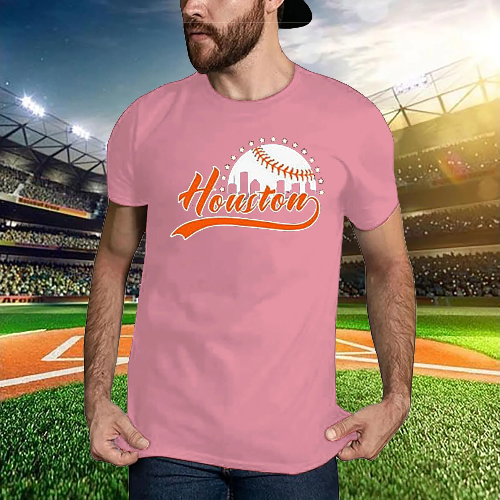 Classical City Men's Apparel For Baseball Fans Short Sleeve Shirt Cityscape Skyline Shirt Men T Shirts Fashion Designer