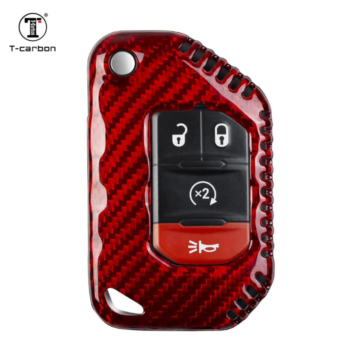 T-carbon New Car Key Cover adatta per Jeep Wrangler JT Gladiator 2018-2021 Remote Protect Shell custodia per chiavi in fibra di carbonio