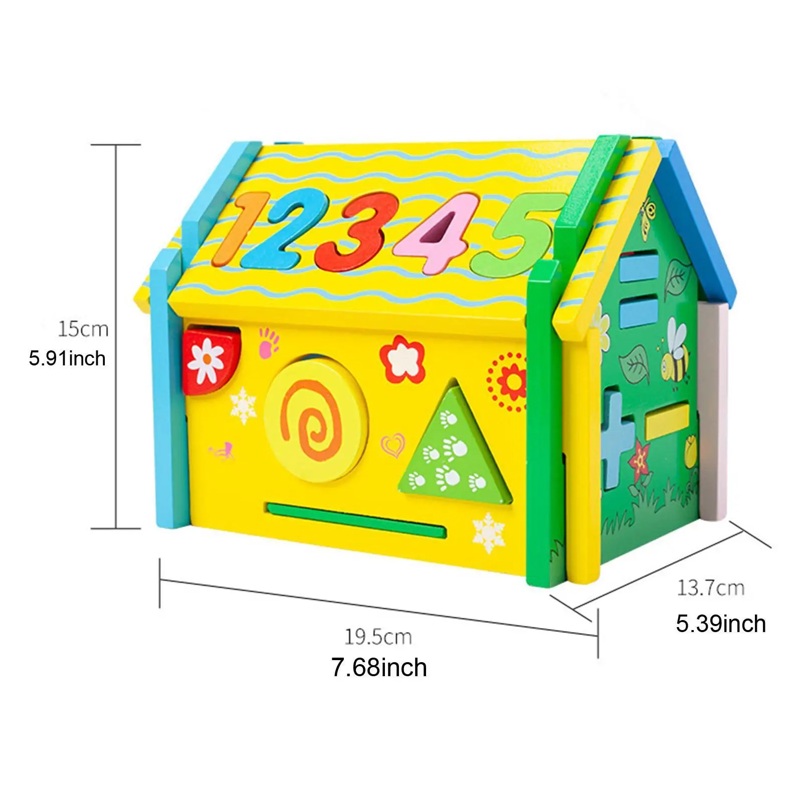 Activity Cube Shape Sorter Box Color Perception Toy Boys Girls House Activity Center Toddlers Wood Shape Sorter House