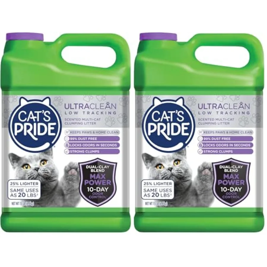 

Наполнитель для кошачьего туалета UltraClean Low Tracking Multi-Cat Clumping Litter, 15 фунтов, упаковка из 2 штук, свежий аромат, без пыли, контроль запаха, сохраняет чистоту до 10 дней