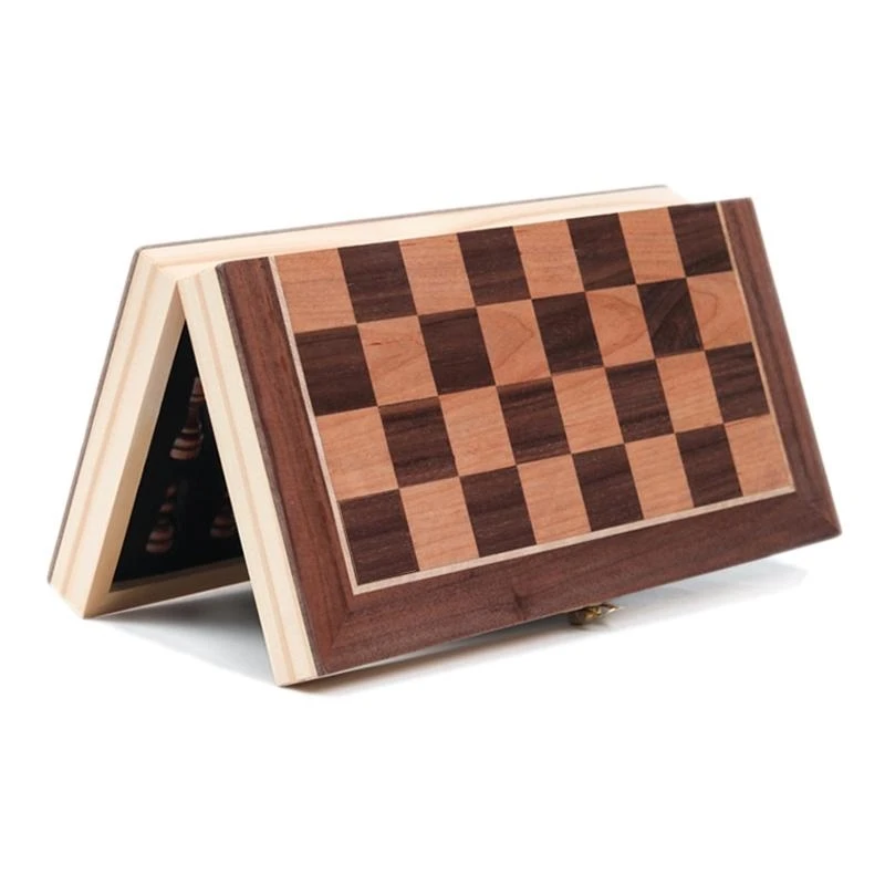 Chess Set Wooden Board with 34 Chess Pieces & Interior Storage Slot 15UB