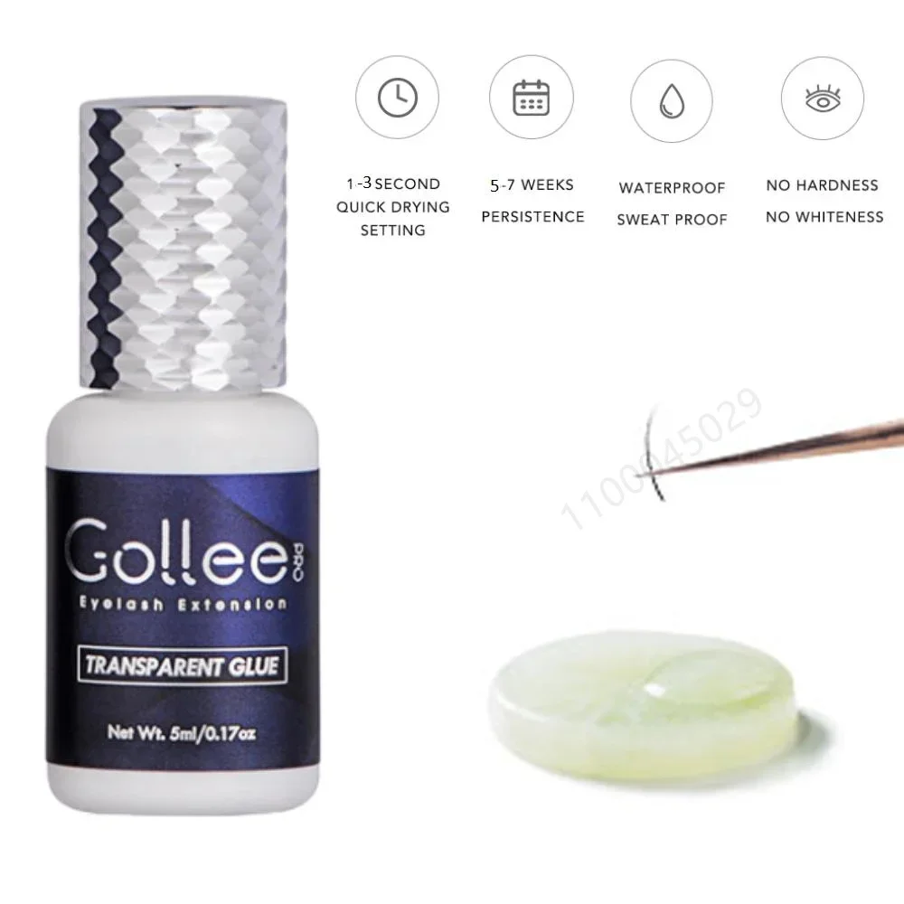 

Gollee Clear Eyelash Extension Glue Transparent Adhesive 1s Drying time 6 Week Retention Strong Lash Glue for Professional Use