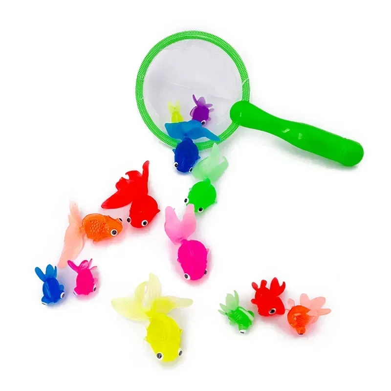 Juego de juguetes de simulación de peces dorados de goma para niños, juguetes de juegos de agua para bebés, regalos de ducha de baño para niños pequeños, 6 piezas por juego