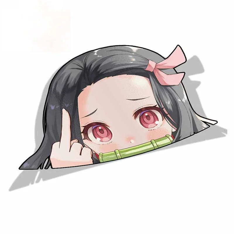 ملصق كرتون من كلوريد البولي فينيل لقاتل الشياطين ، بايكر برأس كبير ، ملصقات أنيمي فينيل ، إكسسوارات خارجية ، نيزوكو كامادو ، 13x9cm