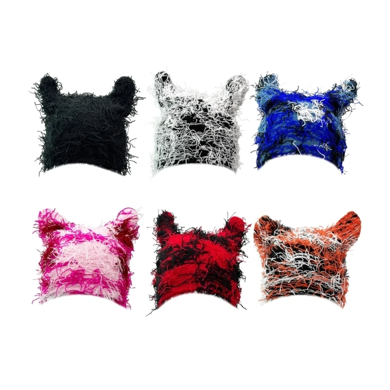 

95AB унисекс шляпа Skullies с потертой катушкой реквизит для фотосессии вязаный пуловер шляпа Балаклава костюм забавный реквизит