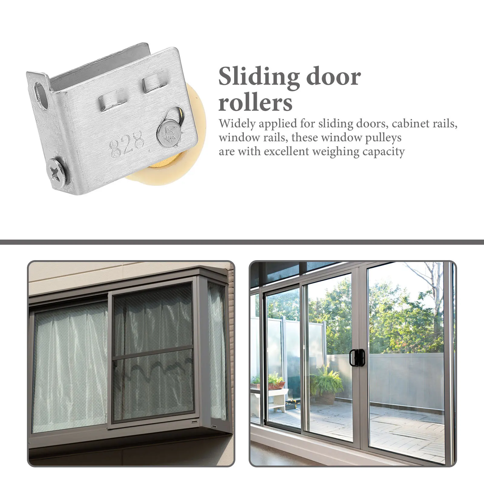 

Door Pulley Stainless Steel Sliding Door Roller Adjustable Nylon Wheel Guide for Cabinet Barn Bathroom Patio Window Track
