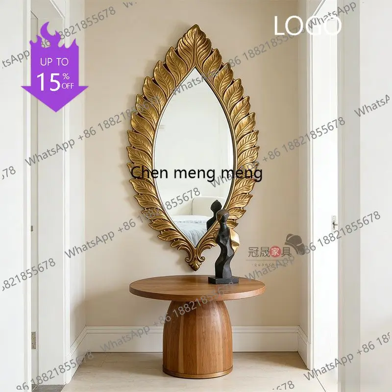 French retro creative makeup mirror wall hanging American toilet art bathroom mirror living room entrance decorative mirror