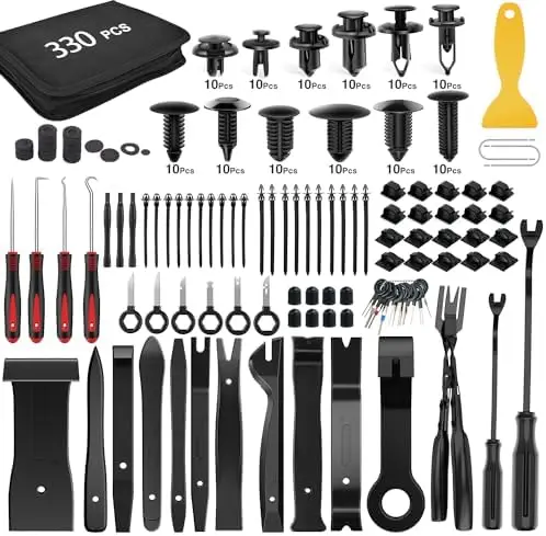 

Набор инструментов GOOACC 330 шт. для снятия обшивки автомобиля - Инструменты для демонтажа панелей, автомагнитол, клипс, кнопок и крепежей - Черный