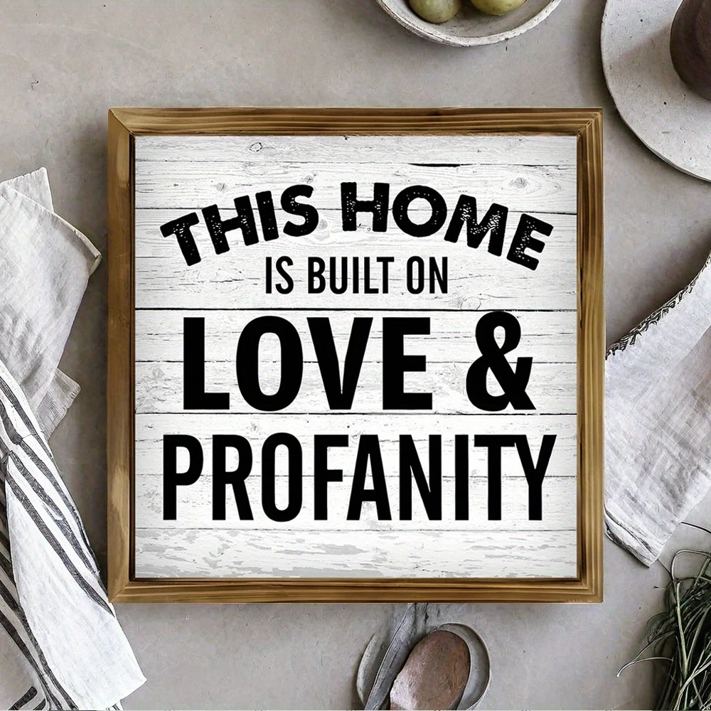 1pc 2D Flat modern rural style wooden sign 