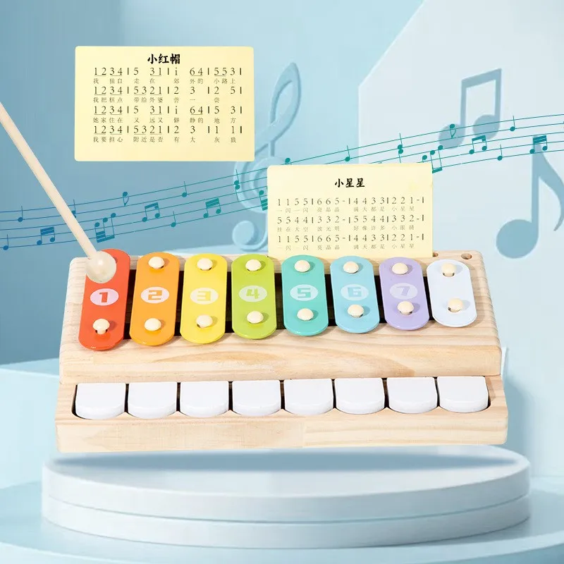 LazyChild Wooden 8-Note Xylophone Toy Kids Percussion Instrument Early Educational Music Toy