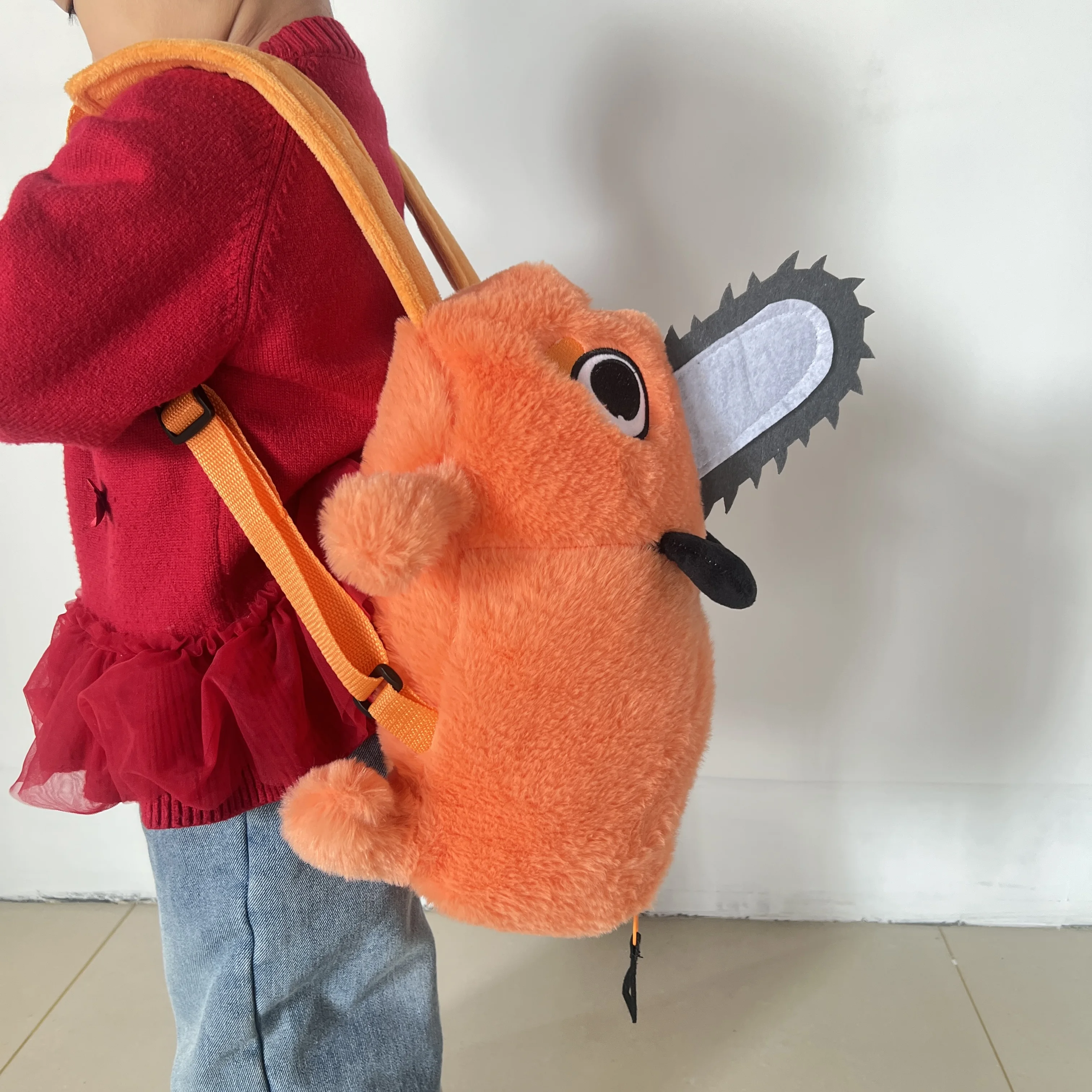 

Kawaii Chainsaw Man Pochita Plush Slipper Pochita Peluche Schoolbag Stuffed Soft Backpack Adult Kids Plushie Gift
