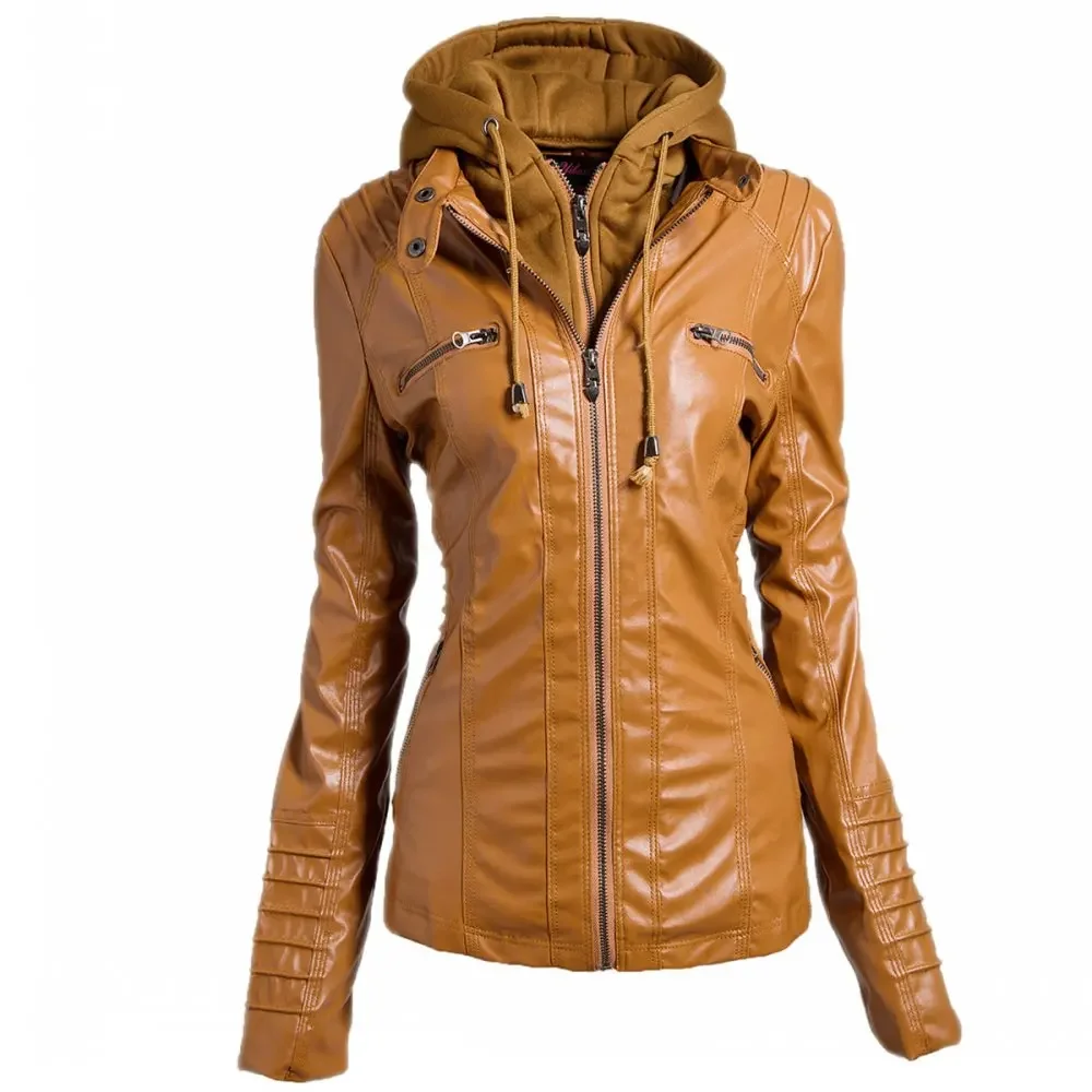 Giacche in pelle autunno-primavera per donna Top Cappotto Casaco Feminino Giacca basic da moto femminile Punk Bomber Capispalla