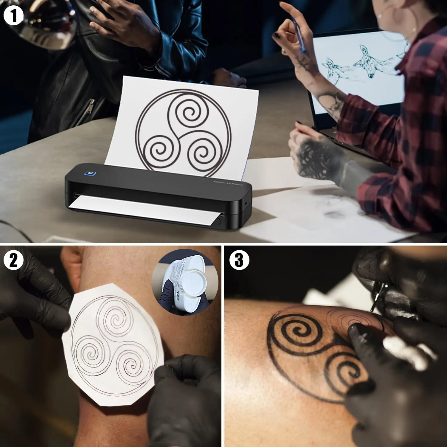 D80 Wireless Bluetooth Tattoo Printer Tattoo Artist & Beginners Stencil Transfer Thermal Printer Compatible with Smartphone & PC