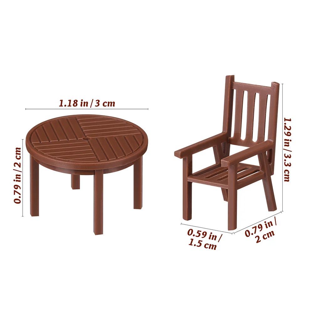 مجموعة كراسي طاولة طعام مصغرة بمقياس 1/30 أثاث صغير من البلاستيك الواقعي لتزيين مشهد المطبخ لبيت الدمى #6