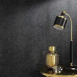 Pvc Crocodile Wallpaper Lavish Black Matte Crocodile Textured Wallpaper Self Adhesive Removable for Home Decoration Renovation