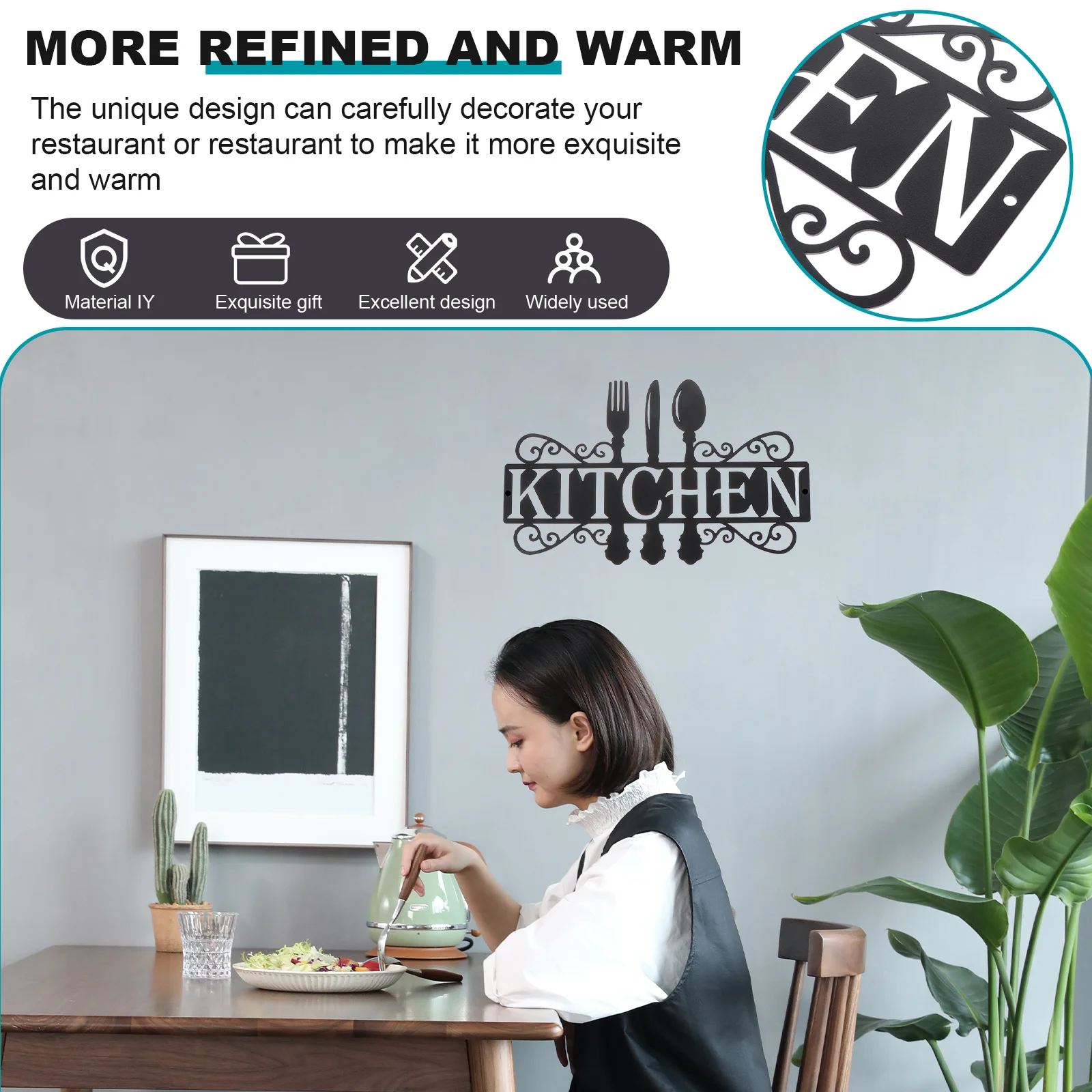 

1Set Iron Restaurant Pendant Wall Hanging Creative Letter Design Restaurant Wall Decoration Retro Style Letter Iron Pendant