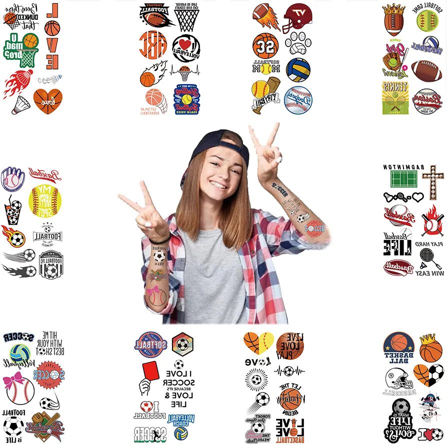 10 قطعة مجموعة الرسوم المتحركة الرياضية الجديدة الوشم ملصق مقاوم للماء حفلة هدية مضحك متعة الوجه ملصق عبر الحدود