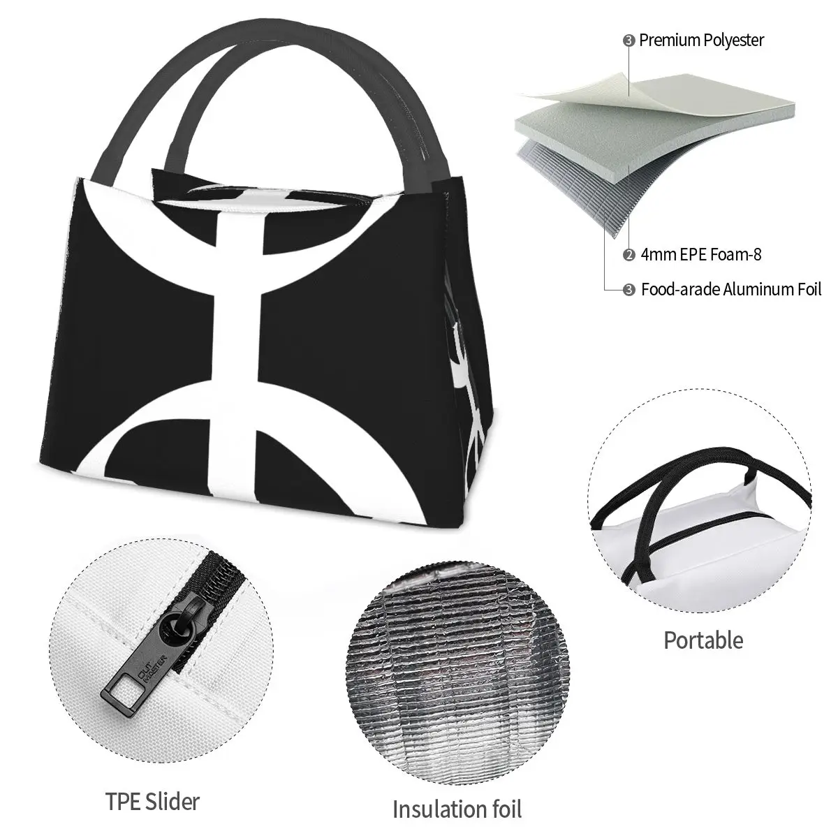 Berber Tifinagh Logo Portable insulation bag for Cooler Food Office Pinic Container