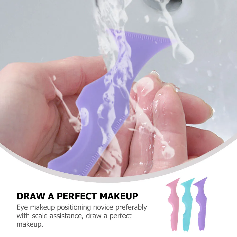 3-teiliges Multifunktionales Silikon-Augenbrauen-Schablonen-Set Eyeliner-Mascara-Zeichnungshilfe Eyeliner-Schablonen Mascara-Zeichnungshilfen