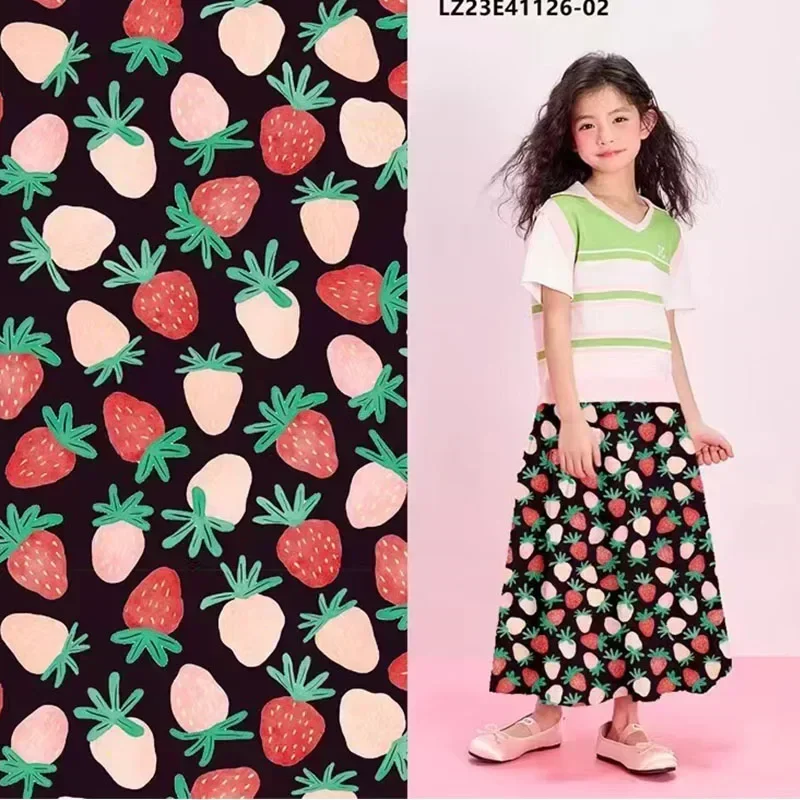 

Strawberry flower red 80S Tissun Free cotton fabric for kids, baby sewing cloth skirt DIY handmade designer patchwork0.5cm