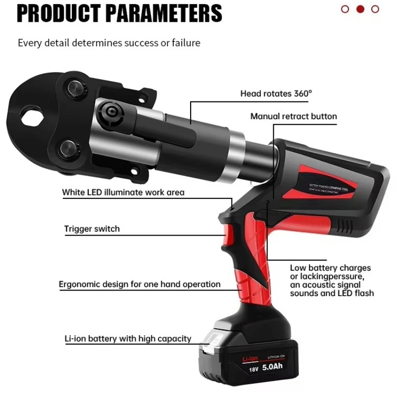 HL-1550 Electric Hydraulic Pipe Crimping Pliers, Double Ring Crimp for Stainless Steel Gas Pipe Fittings
