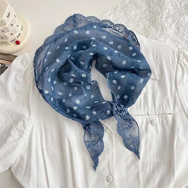 تي شيرت صغير مطبوع عليه أوركيد للربيع والصيف مع وشاح مثلث قطني عصابة رأس مربعة متعددة الاستخدامات على الطراز الأدبي