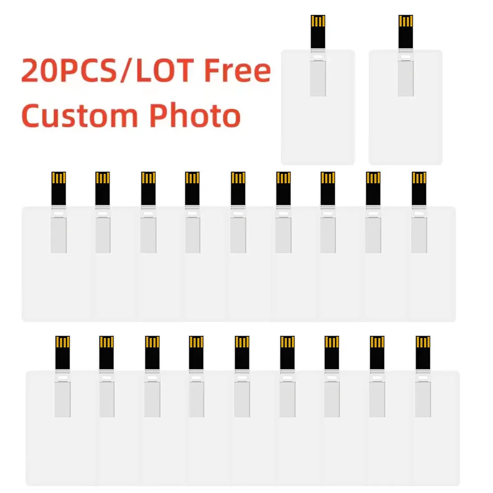 

20PCS/LOT Free logo 100% capacity 4GB 8GB 16GB 32Gb credit card USB Flash Drive customized logo top quality Creative Pendrive 1G