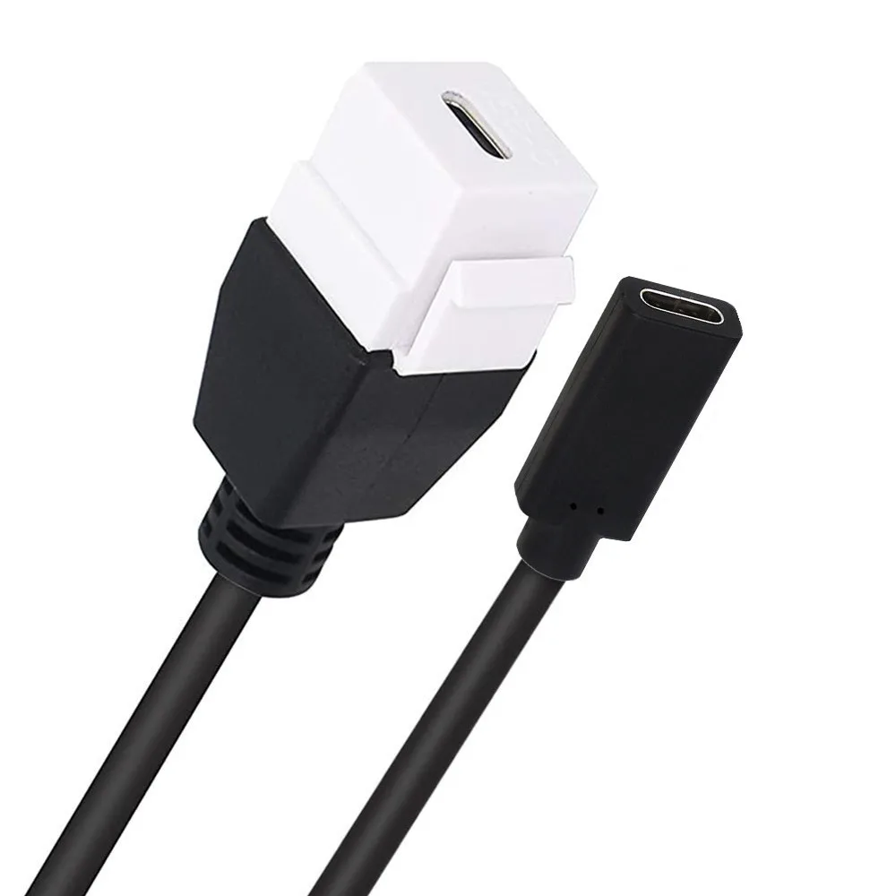 USB 3.1 Type-C FEMALE TO Type-C อะแดปเตอร์เสียบแผงตัวเมียสำหรับซ็อกเก็ตผนังแผ่นหน้า0.2เมตร