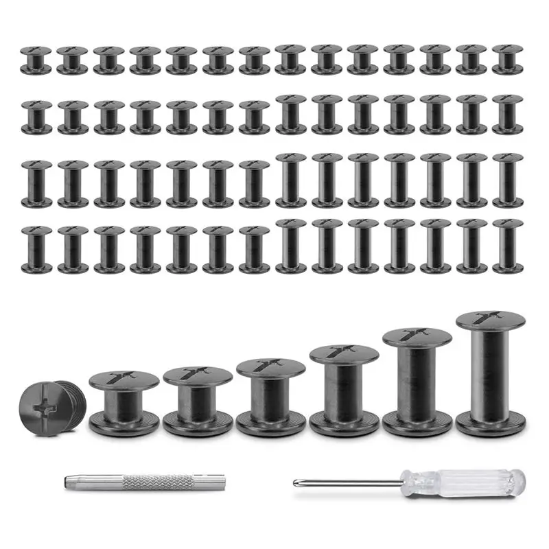 J1UL1N 120 Sets Leather Rivet Binding Screws Hardware Fasteners For Belts, Wallets, Bags, Collars