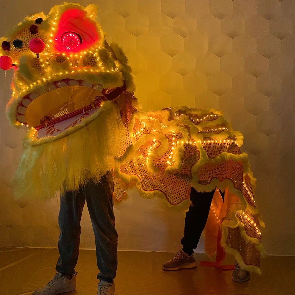 LED light lion costume Chinese New Year traditional lion dance props festival performance lighting atmosphere double lion