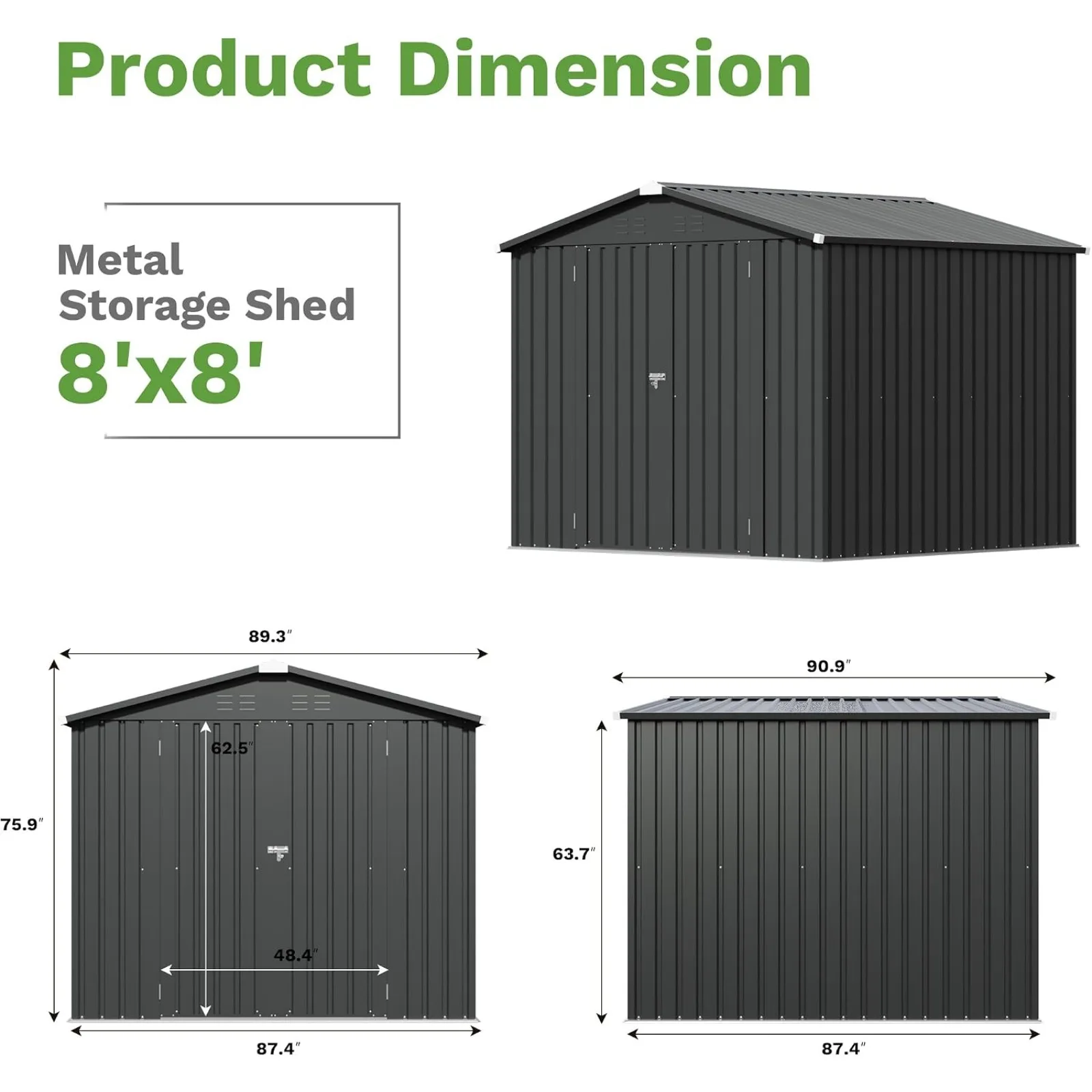 Outdoor Storage Shed, Black | GardWaterproof Garden Tool Shed, Lockable Door, Sloping Roof, Breathable Vents for Patio Lawn Backyard