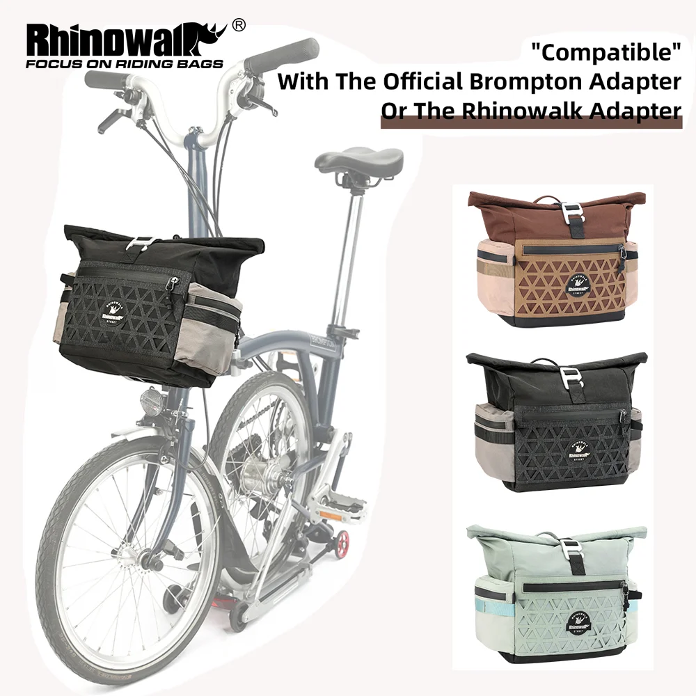 

Rhinowalk Bike Handlebar Bag Rainproof Front Urban Basket Storage Bag For Brompton Officail or Rhinowalk Adapter