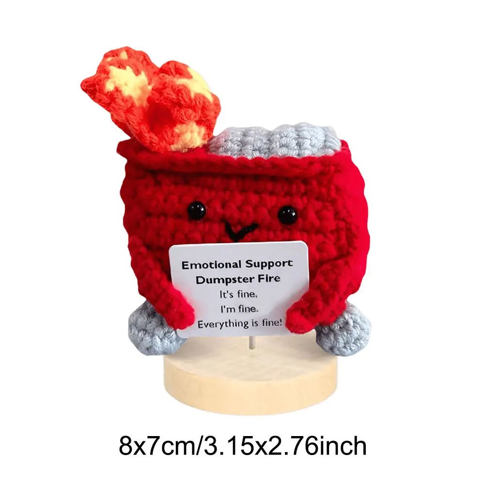 Emotional Support Dumpster Fire Positive Crochet Dumpster Fire Crochet Trash Can Fire Funny Gifts for Friends Coworker - Image 6