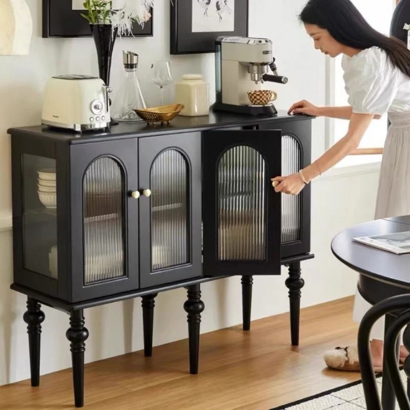 Guan American solid wood dining side locker living room figure solid wood storage cabinet French wine cabinet