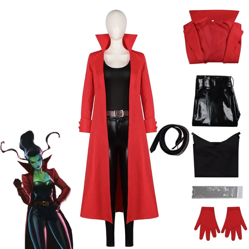 

CosplayAnime Commandos Cosplay Costume Creature The Bride Fantasia Women Fantasy Long Coat Gloves Top Pants Set Halloween Carniv