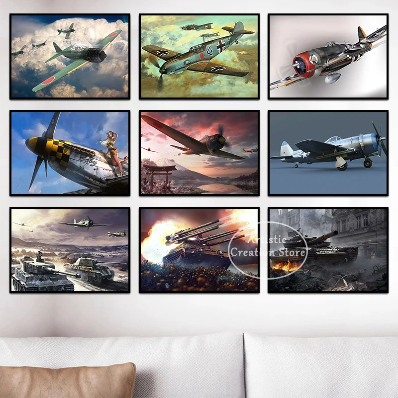 Bf 109 Aircraft Warfare Vehicle P26 Aircraft Posters Vintage Classic Fighter Canvas Wall Art Pictures Prints Big Size Wall Decor