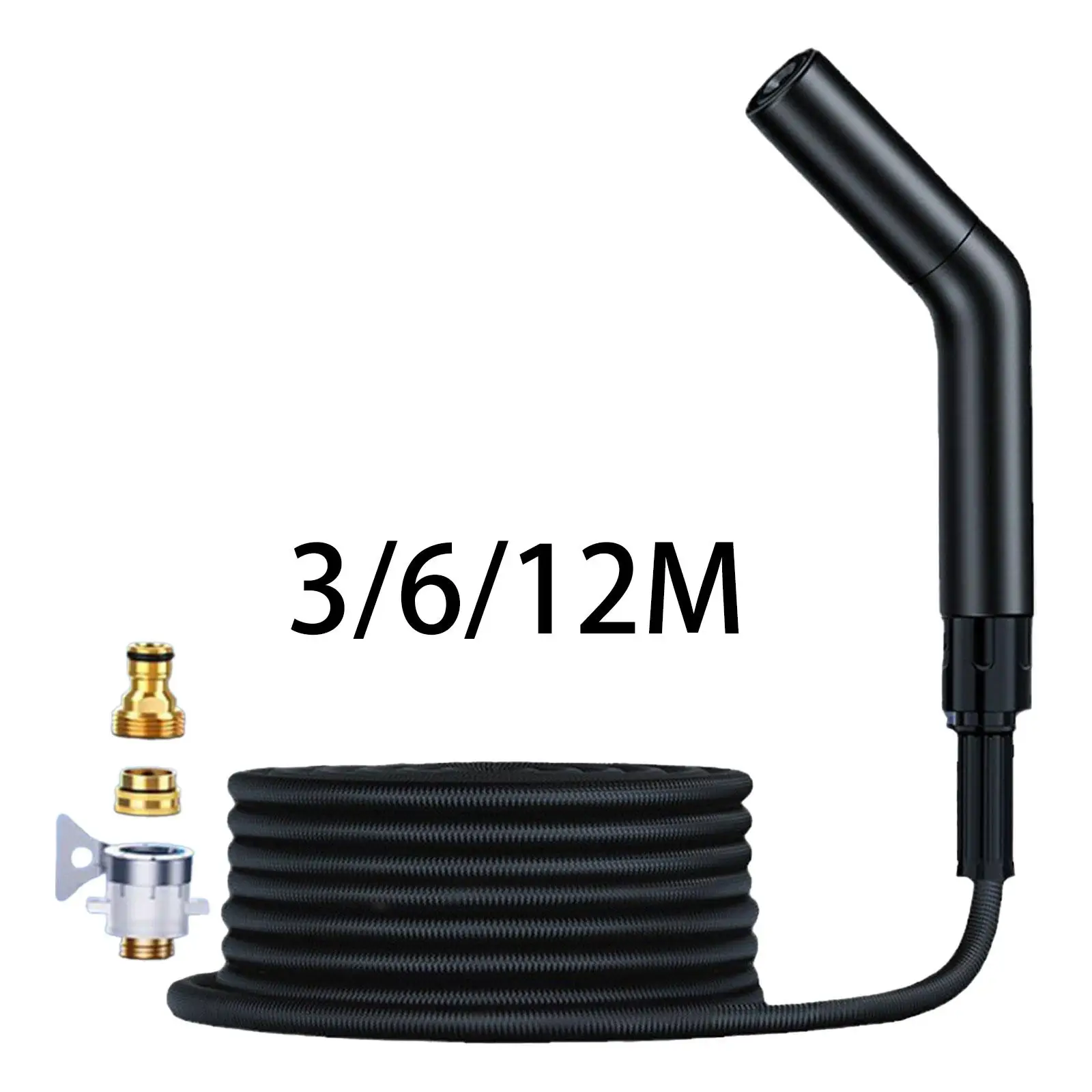 High Pressure Washer Hose Aluminum Alloy Two Modes Extendable with Three Adapters Garden Hose for Cleaning Garden Watering