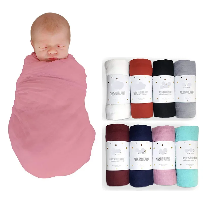 

Baby Swaddle Bamboo Cotton Blanket Wrap Gauze Feeding Scraf Burp Cloths Bath Towel Baby Swaddle Small Size Solid Color BabyStuff