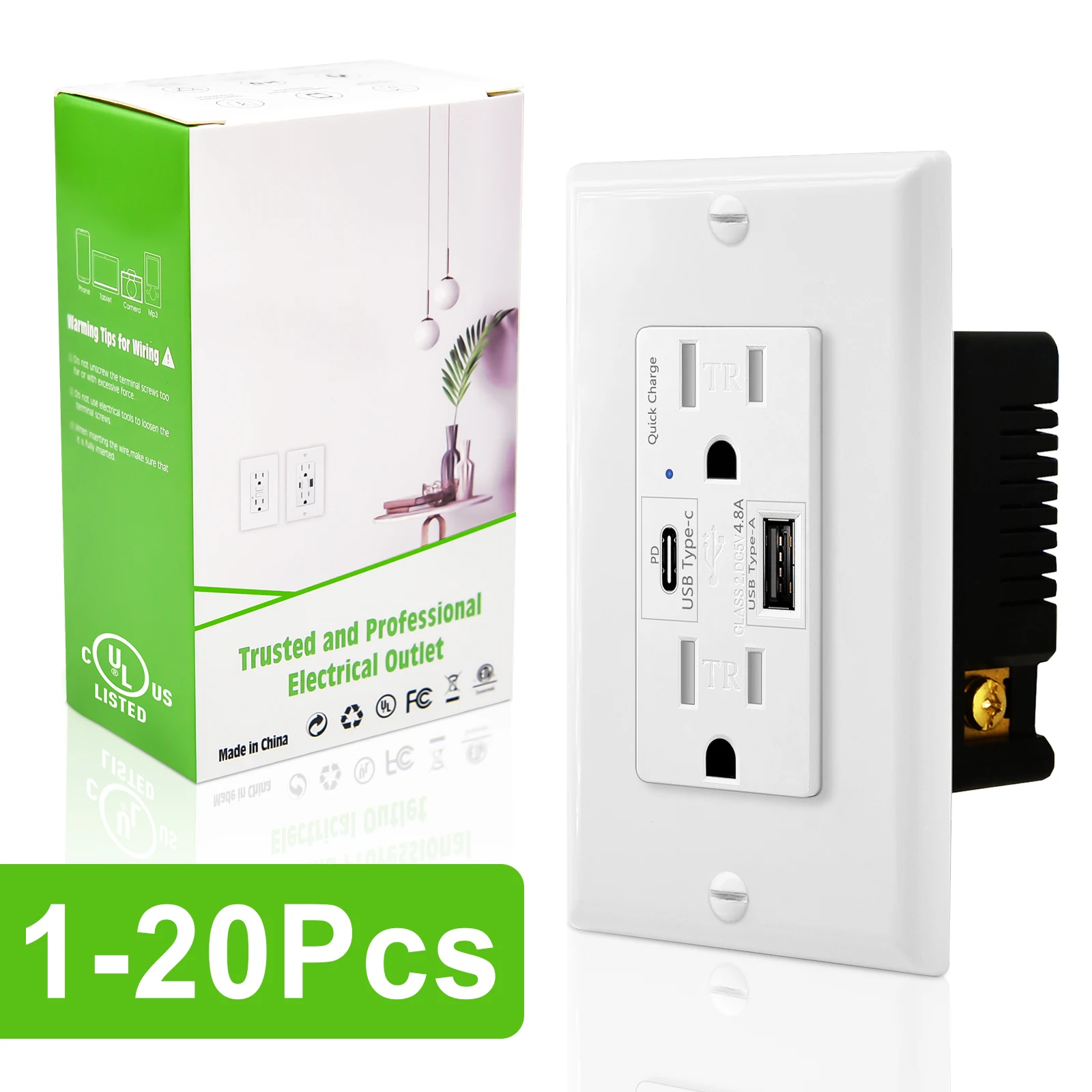 

1 шт.-20 шт. настенная встроенная USB-розетка с 2 розетками 15 А и 2 USB-портами 4,8 А для быстрой зарядки, устойчивая к несанкционированному доступа розетка для зарядного устройства