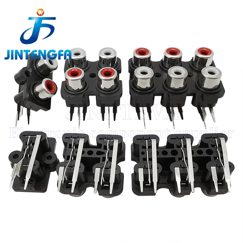 5PCS 2/4/6 Hole RCA Female Stereo Audio Jack AV Audio Input Socket Connector Lotus Row Amplifier Interface Signal Connection