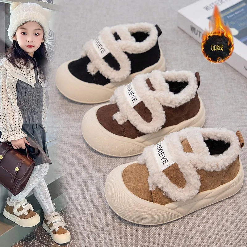 

2025 Children's Cotton Shoes Winter New Style Thickened Warm and Comfortable Girls' Soft Bottom Fashion Retro Boys' Casual Shoes