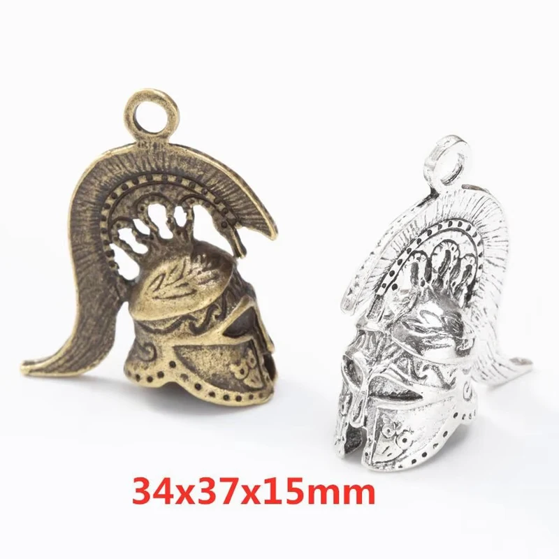 10pcs 34*37MM Zakka Style Wedding Creative Gift Alloy Roman Helmet Pendant Jewelry, Vintage Classic Handmade Diy Sweater Necklac