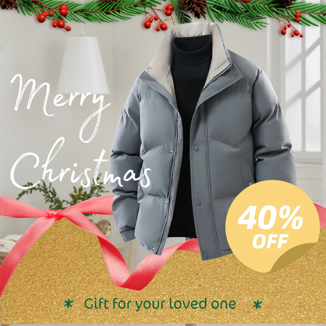 

Men's Winter Parka Puffers Jacket Stand Collar Fleece down Fleece Warm Business Leisure Coat for Men