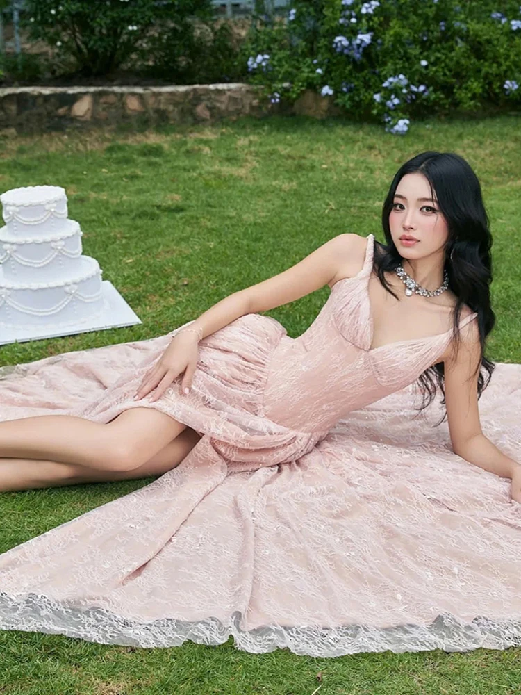 فستان غريب لعيد الحب بحزام نسائي من قماش الجاكار المرقعة الأميرة الحلوة الأنيقة لحفلات أعياد الميلاد بفتحة ضيقة