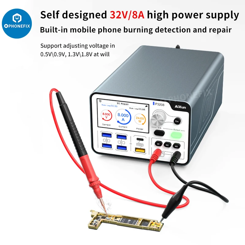 AiXun P3208 320W Smart Regulated Power Supply 32V/8A One-Button Booting Motherboard Detection Battery Repair For iPhone 6-14PM