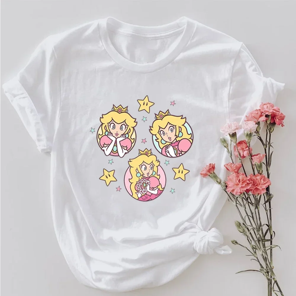 Harajuku It’s Peach Time T-Shirts Retro Princess T-shirt Peach Graphic Tees Cute Female Short Sleeve Birthday Gift for Her