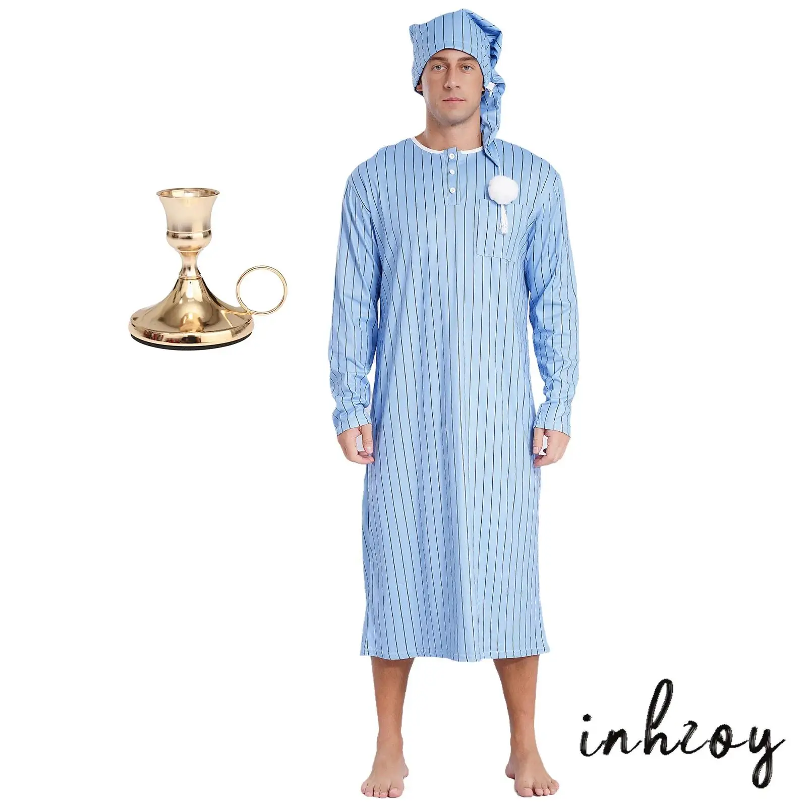 

Mens Cozy Christmas Nightwear Set with Long Sleeve Sleep Robe And Decorative Candlestick for Holiday Parties And Family Events