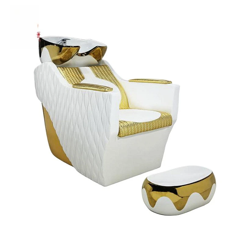 

Internet celebrity hair salon semi-reclining shampoo bed barber shop special ceramic basin flush bed massage bed hair salon with