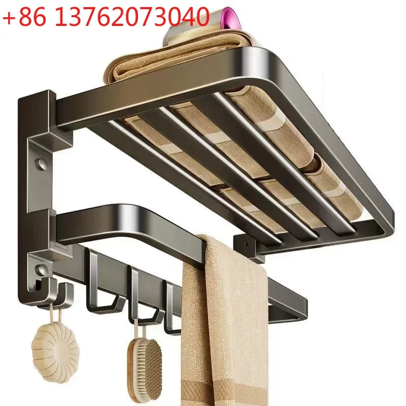 

No punching towel rack toilet space aluminum towel bar toilet rack wall hanging bathroom