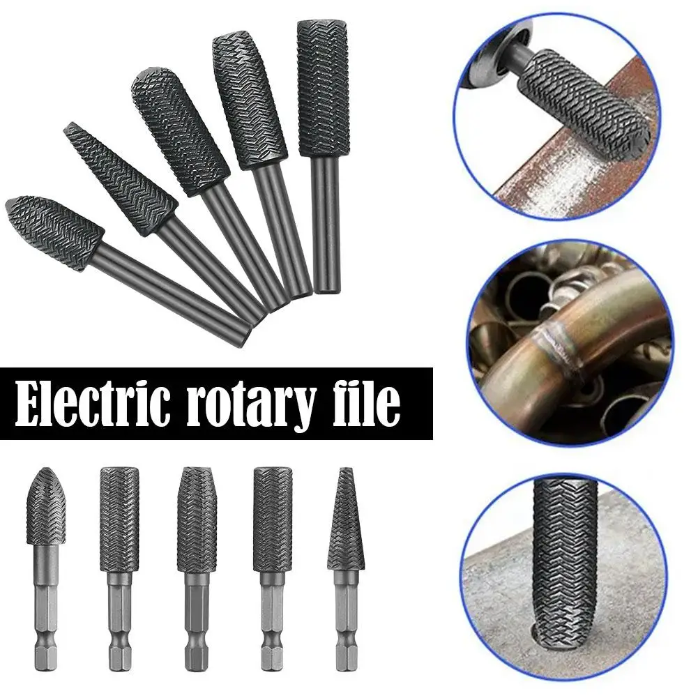 Picture 5: 5/6Pcs Rotary Steel File Set Drill Bits Burrs Metal Grinding Grooved Sanding Engraving Milling Polishing Tool